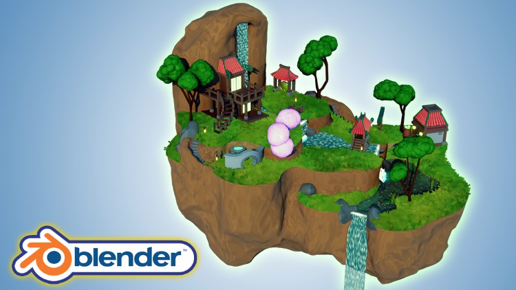 Blender 3D Model a Ghibli Art Stylized Scene By 3D Tudor