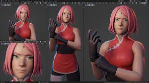 Gumroad Sakura Haruno Character Creation in Blender by YanSculpts
