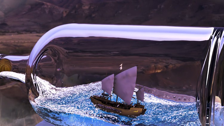 Mastering Cinema 4D Floating Ship in a Bottle Animation By Gyanendra Karki