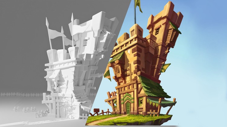 Texture paint a Castle in Blender 41 by Years of experience By Art Studio313